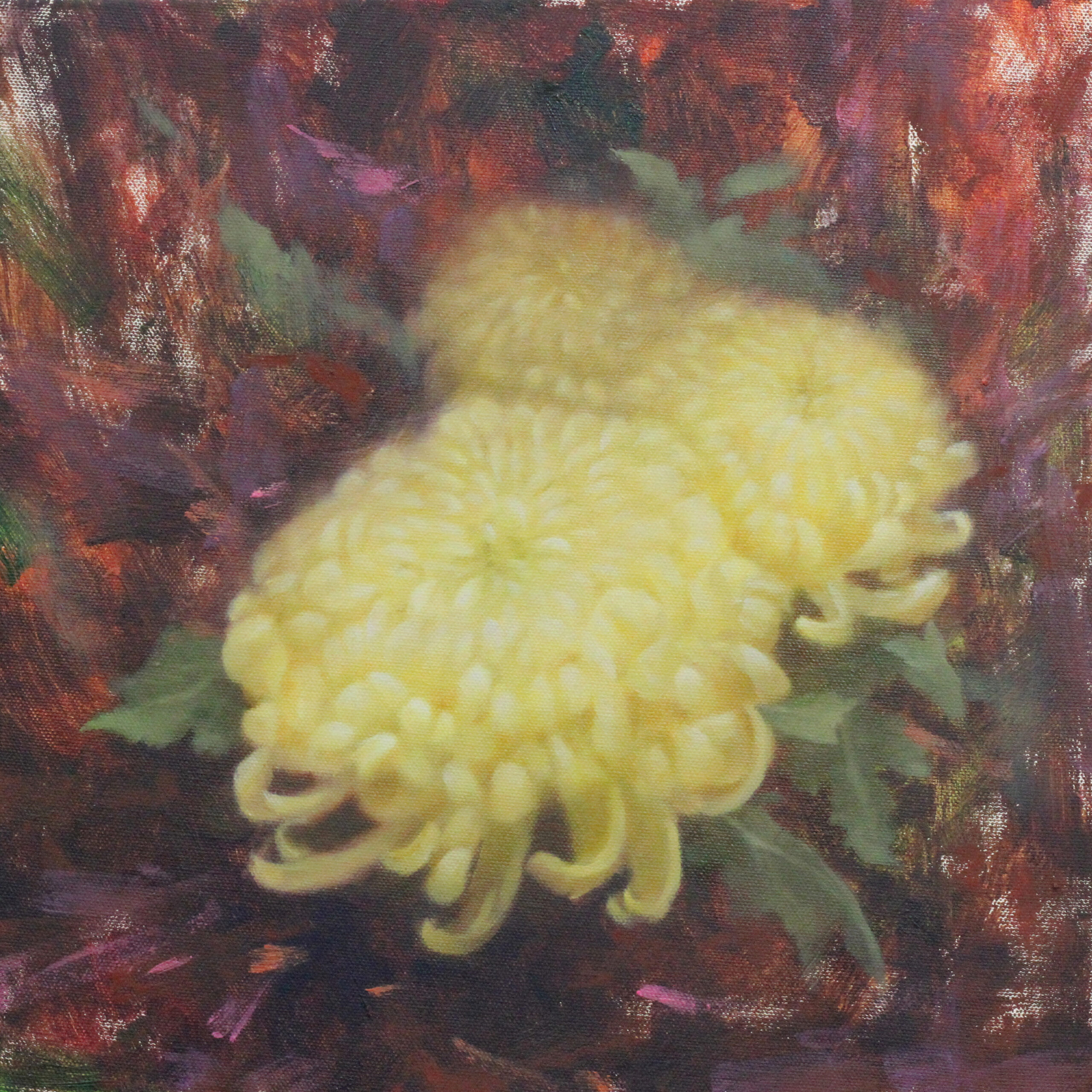 古典技法-黃菊/油畫花卉